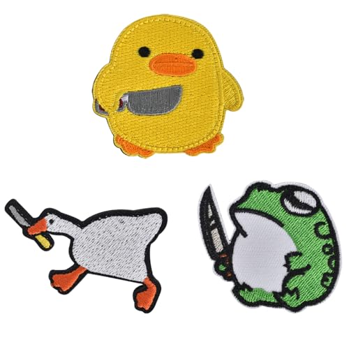 3 Stücke Klett Patches,Lustiger Süßer Entenbissmesser Aufnäher,Niedlich Embroidered Appliqué Patches,Schlaufen und Hakenflicken-Set,für Jeans,Hemden, Hüte, Jungen, MäDchen von Homirty