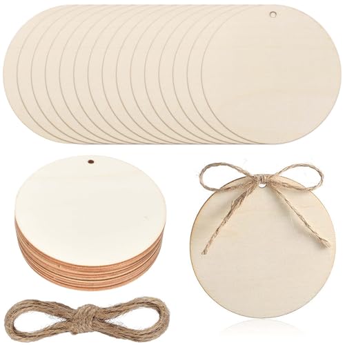 30 Stück Runde Naturholzscheiben, Holzschild Rund Blanko, Runde Holzscheiben mit Loch, Holzplättchen Rund 10cm, Dünne Holzscheiben Rund, für Handwerke, Untersetzer, Malen 30 Stück Runde Naturholzscheiben, Holzschild Rund Blanko, Runde Holzscheiben mit Loch, Holzplättchen Rund 10cm, Dünne Holzscheiben Rund, für Handwerke, Untersetzer, Malen von Homirty