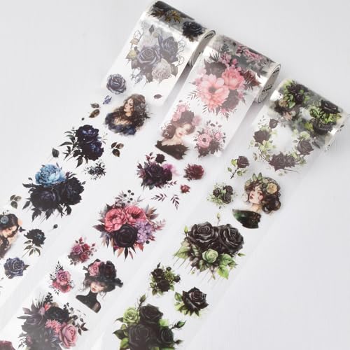 Homirty 3 Rollen Washi Tape, Blumen-Scrapbooking-Klebeband, Dekoratives Klebeband, Masking Tape Set, Journaling Klebeband, Transparente, für Journal Set, Handwerk, Fotoalbum, DIY Bastler Homirty 3 Rollen Washi Tape, Blumen-Scrapbooking-Klebeband, Dekoratives Klebeband, Masking Tape Set, Journaling Klebeband, Transparente, für Journal Set, Handwerk, Fotoalbum, DIY Bastler von Homirty