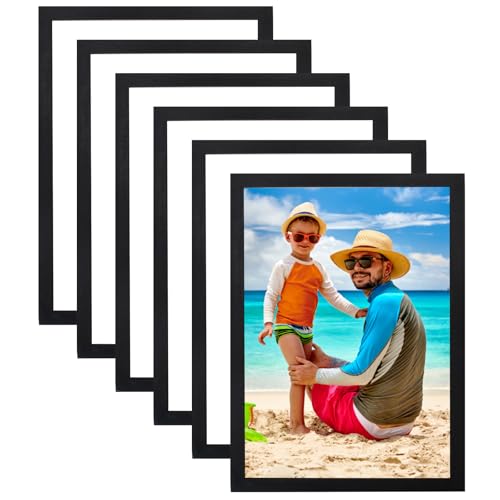Homirty 6 Stück Magnetrahmen A4 Info-Rahmen Selbstklebend Aufklappbarer Magnetrahmen Diamond Painting Rahmen Blatthalter für A4, 32.5 x 23.8cm, für Wanddekoration zu Hause (Schwarz) von Homirty