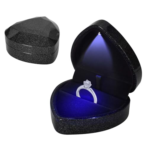 Homirty Ringbox mit LED, Schmuck Ring Geschenkbox, LED Beleuchtete Ring Box, Ringschatulle mit Samt Interieur, Herzform Ringschachtel Hochzeit, Ringkästchen für Rings Halskette Anhänger Vorschlag Homirty Ringbox mit LED, Schmuck Ring Geschenkbox, LED Beleuchtete Ring Box, Ringschatulle mit Samt Interieur, Herzform Ringschachtel Hochzeit, Ringkästchen für Rings Halskette Anhänger Vorschlag von Homirty