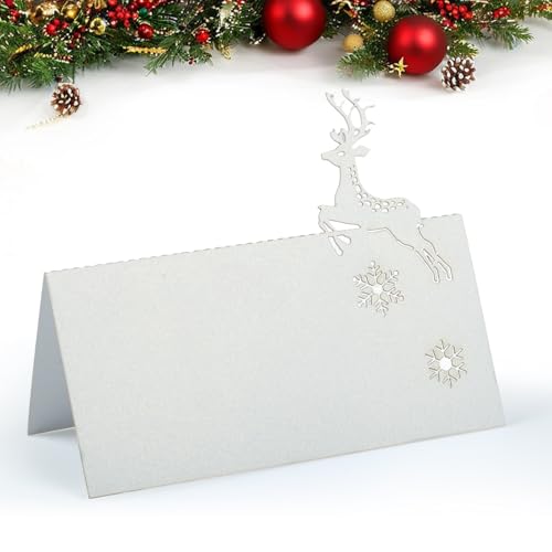 50 Stück Tischkarten für den Tisch, Weihnachts-Namenskarten für den Tisch, Weihnachten, Elch-Tisch-Namenskarten, weiße Weihnachtstischkarten, Sitzkarten für Hochzeit, Party, Dekoration 50 Stück Tischkarten für den Tisch, Weihnachts-Namenskarten für den Tisch, Weihnachten, Elch-Tisch-Namenskarten, weiße Weihnachtstischkarten, Sitzkarten für Hochzeit, Party, Dekoration von Homo Trends