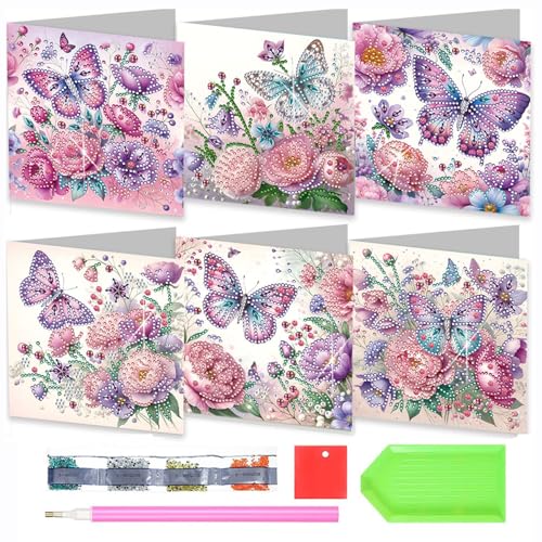 Homorro Diamond Painting Geschenke Mädchen ab 6 7 8 9 10 11 12 Jahre Geburtstags geschenkGeburtstagskarte Bastelset Kinder Geschenk Kindergeburtstag DIY 5D Diamonds Schmetterling Deko von Homorro