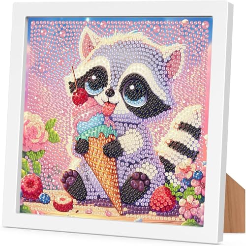Homorro Diamond Painting Kinder Bilder Diamant Geschenk Bastelset ab 6 7 8 9 10 11 12 Jahre Kinderzimmer Deco Deko Wohnzimmer Schlafzimmer Geschenke Diamant Basteln Tiere Rahmen DIY 5D 15x15cm von Homorro
