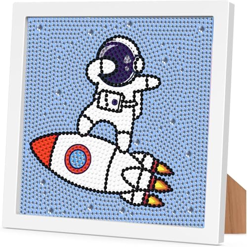 Homorro Diamond Painting Kinder Diamant Bilder Geschenk Bastelset ab 6 7 8 9 10 11 12 Jahre Kinderzimmer Deco Deko Wohnzimmer Schlafzimmer Geschenke Basteln Astronaut Rahmen DIY 5D 15x15cm von Homorro