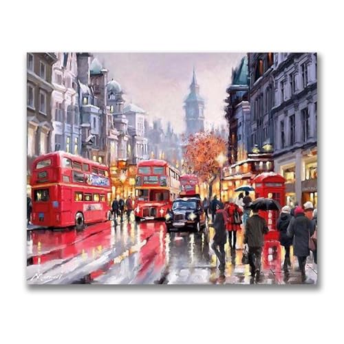 Malen Nach Zahlen Erwachsene Bastelset DIY Set Dekoration 50×40cm Paint by Numbers Basteln Stadtbild Kreatives Ölgemälde Teenager Geschenke Für Frauen Geburtstagsgeschenk Geschenkideen Geschenk von Homorro