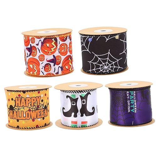 Homoyoyo 1-5 Rollen Halloween Dekorationsband – - Langlebiges Kantenband Für Kranzgestaltung DIY Projekte Und Festliche Dekorationen in Schwarz Und Orange von Homoyoyo