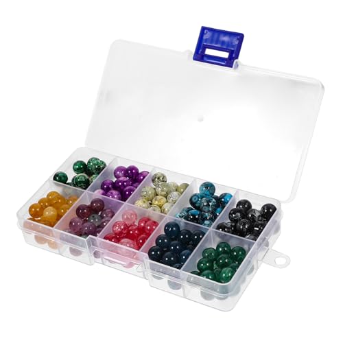 Homoyoyo 1 Karton Farben Kristall Glasperlen Runde Lose Spacer Perlen für DIY Schmuckherstellung Armband Basteln Glatt Verarbeitet zum Auffädeln und Kreativen Gestalten von Homoyoyo