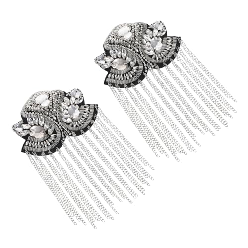 Homoyoyo 1 Paar Schulterklappen Vintage Quastenschultern Männerzubehör Silber gucken Kostüm epauletten Schulterabzeichen Tassel Schultermarken -Schulterbrett Fransen Epaulette Silver von Homoyoyo