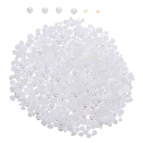 Homoyoyo 1 Packung Diamant aus Perlenharz Perlen-Strasssteine ​​mit flacher Rückseite Flatback-Perlen Flatback-Juwelenhandwerk Strass Perlen halbe runde Perlen Strass flacher Rücken Weiß von Homoyoyo