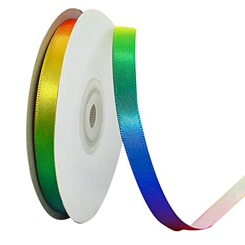 Homoyoyo 1 Rolle Bunte Regenbogen Polyesterbänder Hochdichtes Langes und Breites Geschenkband für DIY Verpackungen Bastelprojekte und Dekorationen Vielseitig Einsetzbar von Homoyoyo