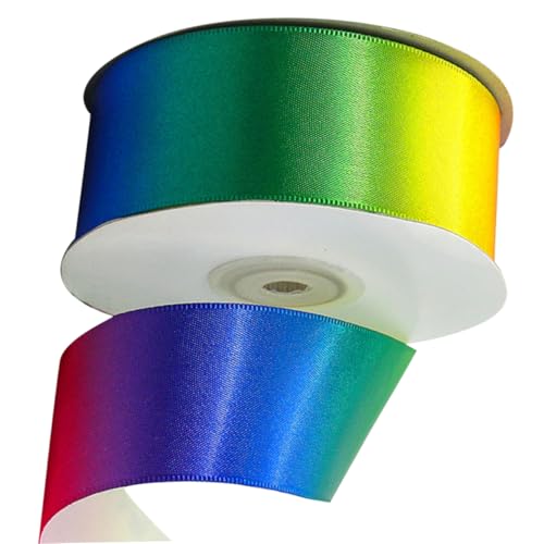 Homoyoyo 1 Rolle Regenbogenband Hochdichtes Polyesterband Farbenfrohes Geschenkband für DIY Bastelprojekte Dekoration und Verpackung von Geschenken und Kuchen von Homoyoyo