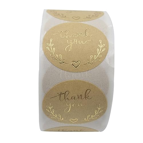 Homoyoyo 1 Rolle Selbstklebende Thank You Etiketten Runde Dekoaufkleber aus Kraftpapier für und Dankeskarten für Feiern und Anlässe von Homoyoyo