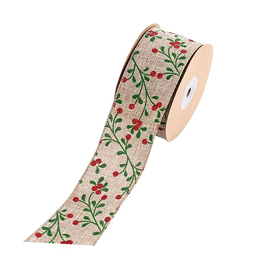 Homoyoyo 1 Rolle Weihnachtsband seidenband ribbon geschenkpakete bandfeile ripsband weihnachtliches grünes Band Weihnachts -Sackleinenband Weihnachtsmusterband Weihnachtsbastelband Schleife von Homoyoyo