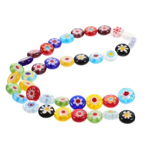Homoyoyo 1 Saite Bunte Glasperlen für DIY Schmuck Teiliges Set mit Blumenmuster für Armbänder und Handwerksprojekte Langlebig und Angenehm der Handhabung von Homoyoyo