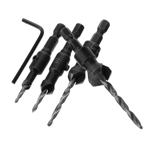 Homoyoyo 1 Satz Bohrer mit Sechskantschaft holzbohrer holzspaltbohrer Sechskantschaftbohrer Präzisionsbohrer Konische Bohrer Schlüssel Bohrer spalten Splitterbohrer Kohlenstoffstahl Black von Homoyoyo
