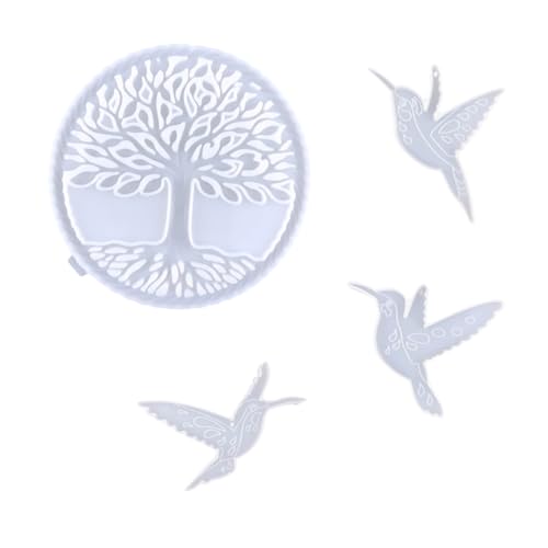 Homoyoyo 1 Satz DIY Lebensbaum Silikonform für Hummingbird Wanddeko Widerstandsfähige Flexible Gießform für Handmade Kunstprojekte Hochwertige Epoxidharz Silikonformen für Kreative von Homoyoyo