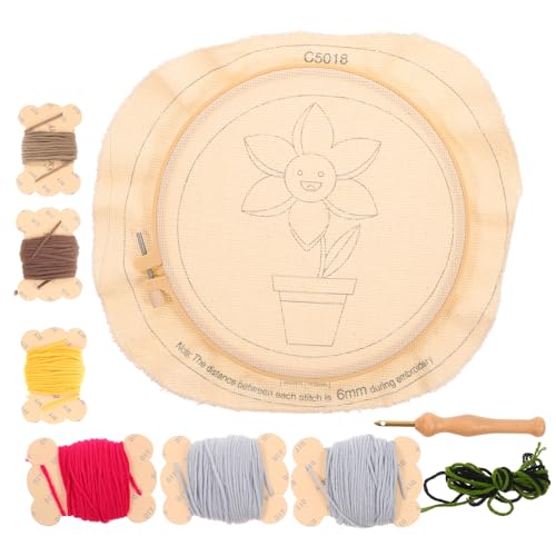 Homoyoyo 1 Satz Handgemachte Stickerei DIY Materialien Set Zubehör für Einzigartige Handwerksprojekte Punch Nadel für Blumenmuster für Wohnkultur und Bastelprojekte von Homoyoyo