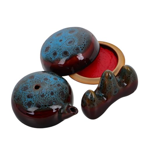 Homoyoyo 1 Satz Inkstone Pen Mountain Stempelkissenbox Kalligraphie-Werkzeuge Pinselhalter streichen Büro Stifthalter Bürstenhalter für chinesische Kalligrafie Bürstenrest Stiftruhe Keramik von Homoyoyo