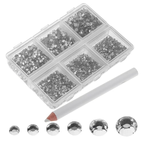 Homoyoyo 1 Satz Klarer Rundstrassstein Set für Nägel Flache Rhinestones Verschiedenen für DIY Nageldesigns Kunstnägel und Dekorationen Wachsstift für Einfaches Auftragen von Homoyoyo