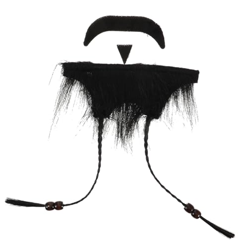 Homoyoyo 1 Satz Piratenbartzubehör Lustig Halloween Bart Gefälscht Fälschung Falsch Für Bräutigam Lang Kind Künstlich Cosplay-bart Partybart Fake-bart-Set Kinnzopfbart Schwarz Plüschstoff von Homoyoyo