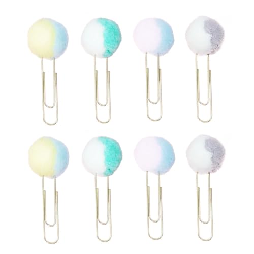 Homoyoyo 1 Satz Teiliges Doppelt Farbige Papierklammern mit Plüschball Bunte Büroklammern für Scrapbooking Notizen und Bastelarbeiten für Schule und Büro Zufällige Farbe Zufällige Farbe von Homoyoyo