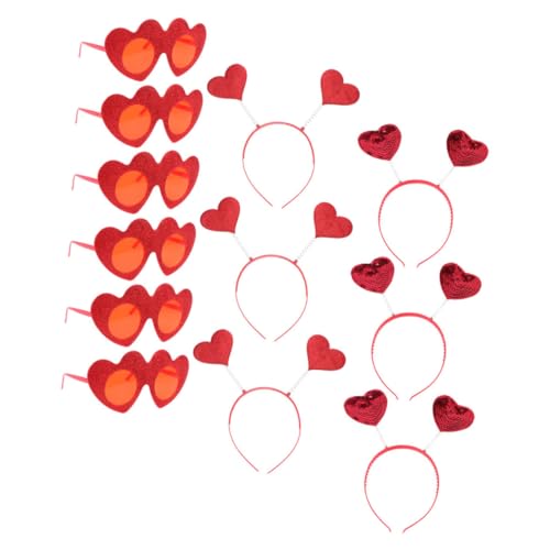 Homoyoyo 1 Satz Valentinstag Partyset Teiliges mit Herz Stirnbändern und Lustigen Brillen für Festliche Dekoration und Fotos für Feiern und Besondere Anlässe von Homoyoyo