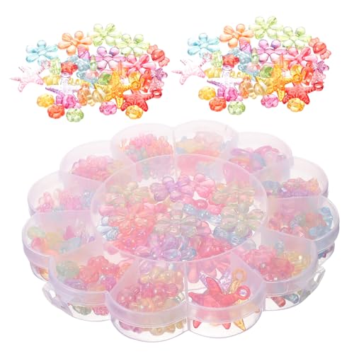 Homoyoyo 1 Schachtel Blumenförmige Acrylperlen Glitzernde DIY Schmuckperlen für Armbänder Große Meerestern Design für Bastelprojekte und Kreative Schmuckherstellung von Homoyoyo