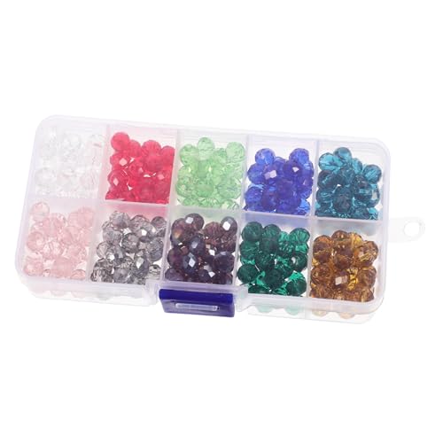 Homoyoyo 1 Schachtel Bunte Facettierte Glasperlen mit Fächern Flache Runde Spacer perlen für Schmuckherstellung Armband Bastelperlen Zubehör Transparente zum Auffädeln von Homoyoyo