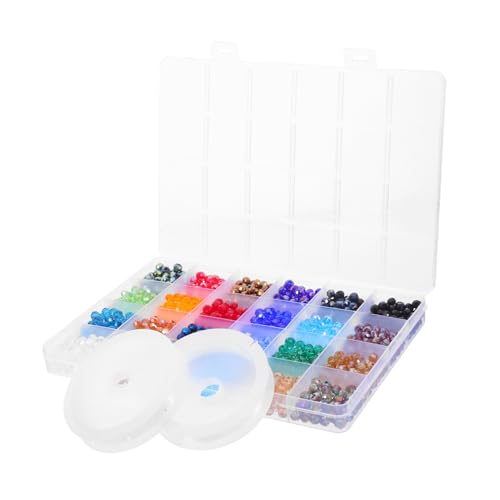 Homoyoyo 1 Schachtel Facettierte Glasperlen Rund für DIY Schmuckherstellung Armband Halskette Basteln mit Loch Einfache Verarbeitung und Vielseitig für Ohrringe Spacer Perlen von Homoyoyo