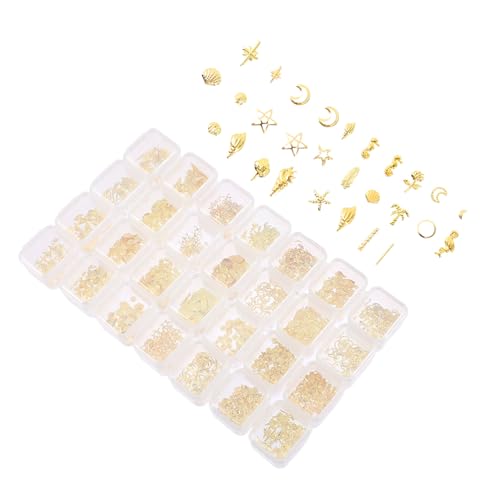 Homoyoyo 1 Schachtel Fächer Nageldekorationen Stern Mond Perlen DIY Maniküre Ornamente Glänzend für Damen Party Hochzeit Geburtstag von Homoyoyo