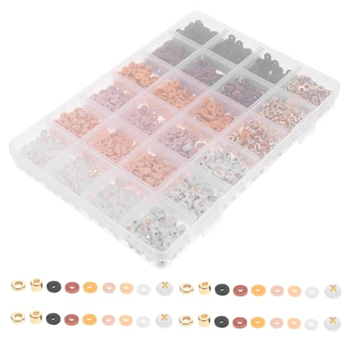 Homoyoyo 1 Schachtel Fächer Polymer Clay Buchstabenperlen Flexible Spacer Perlen für DIY Armbandherstellung Personalisierte Freundschaftsarmbänder Bastelset mit Braunen Perlen für Kreative von Homoyoyo
