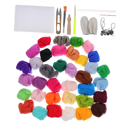 Homoyoyo 1 Schachtel Farben Nadelfilz mit Felting Nadeln und Werkzeug DIY Filzwolle Kit für Anfänger und Handwerk Langlebiges Nadelfilzzubehör für Trockenfilzen und Wollfilzprojekte von Homoyoyo