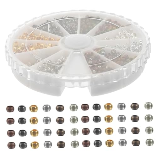 Homoyoyo 1 Schachtel Farbige Metall Perlen mit Großem Loch Kupfer Spacer Beads für DIY Schmuckherstellung Vintage Stil Bastelperlen für Armbänder und Halsketten Lose Rundperlen Homoyoyo 1 Schachtel Farbige Metall Perlen mit Großem Loch Kupfer Spacer Beads für DIY Schmuckherstellung Vintage Stil Bastelperlen für Armbänder und Halsketten Lose Rundperlen von Homoyoyo