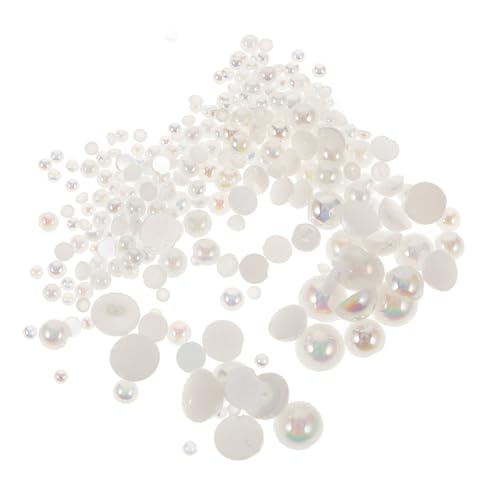 Homoyoyo 1 Schachtel Flatback Kunststoff Perlen Nagel Charms Kleine Halbrunde Schmuckperlen für DIY Nageldesign Fächer Aufbewahrungsbox Cremeweiße Perlen für Natürliche und Künstliche von Homoyoyo