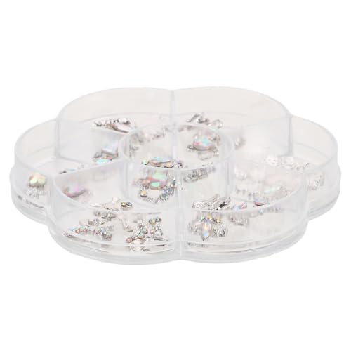 Homoyoyo 1 Schachtel Nagel Schmuck Charms mit Herz Krone Schleife Glitzernde Nail Art Dekorationen mit Flachen Strasssteinen für DIY Maniküre Valentinstag Hochzeit Alltag von Homoyoyo