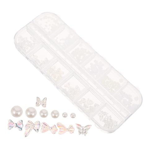 Homoyoyo 1 Schachtel Nail Art Dekoration Fächer mit Perlen und Charms für DIY Nageldesign für Professionelle Maniküre und Kreative Bastelprojekte Aufbewahrungsbox von Homoyoyo