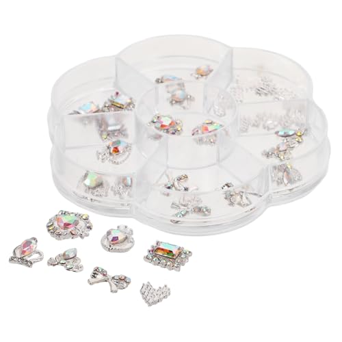 Homoyoyo 1 Schachtel Nail Rhinestones mit Herz Kronencharms Nail Art Schmuck aus Langlebiger Legierung Funkelnde Flatback-dekorationen für Valentinstag Hochzeit Geburtstag von Homoyoyo