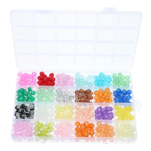 Homoyoyo 1 Schachtel Teiliges Bead mit Craquelé Glasperlen Spacer Perlen für DIY Schmuckherstellung Lose Bastelperlen zum Auffädeln von Armbändern und Halsketten Bunte Bastelperlen für von Homoyoyo