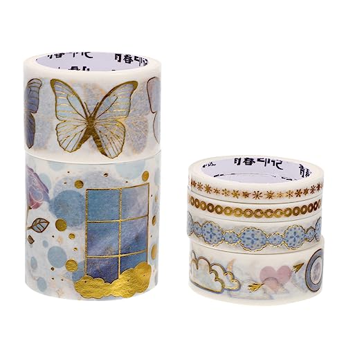 Homoyoyo 1 Schachtel Washi Tape Dekoratives Klebeband mit Goldfolienakzenten Selbstklebendes DIY Tape für Scrapbooking Journals Geschenkverpackungen und Kreative Handwerksprojekte von Homoyoyo