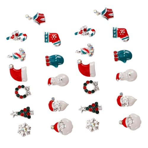 Homoyoyo 1 Schachtel Weihnachtliche Nail Art Charms Set Box mit Weihnachtsmann Schneemann Weihnachtsbaum Schneeflocken für Festliche Nagelgestaltung Kreative Nail Art Deko von Homoyoyo