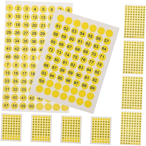 Homoyoyo 10 Blatt Nummernaufkleber Aufkleber nach Nummer Zahlenaufkleber Farbe Vinyl farbig Kreis Aufkleber Beschriftungen Etikett Runde selbstklebende Aufkleber Kupferplattenaufkleber Gelb von Homoyoyo