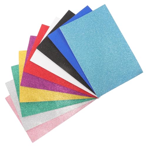 Homoyoyo 10 Blatt Teiliges Glitter Schaumstoff Selbstklebend Mehrfarbige Leichte Bastelplatten Dekorative Langlebige DIY Foam Sheets für Geschenkverpackung und Heimdekoration von Homoyoyo