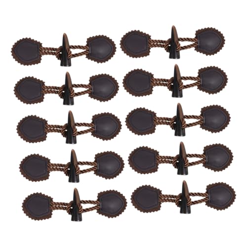 Homoyoyo 10 Paare Horn Knebelknöpfe zum Annähen Resin Toggle Buttons für Wintermäntel Retro Design Sicherer Verschluss Vielseitig Einsetzbar für Jacken und Strickwaren Dunkelbraun von Homoyoyo
