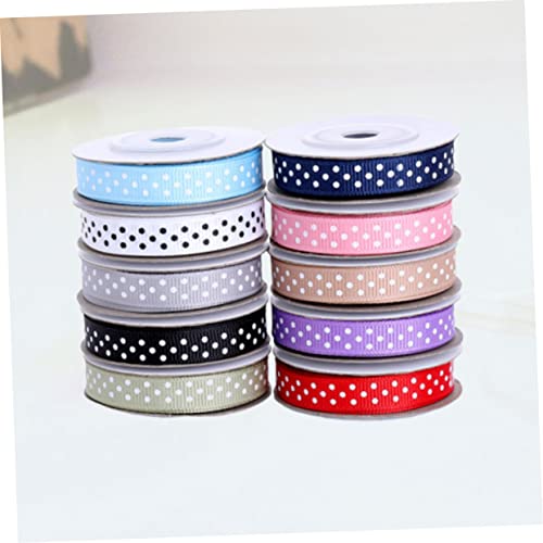 Homoyoyo 10 Rollen Bunte Punkte Ripsband Yards für Bastelprojekte und Partydekoration Vielseitig Einsetzbar für DIY Schleifen und Hochzeiten von Homoyoyo