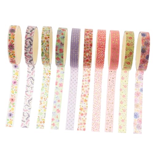 Homoyoyo 10 Rollen Dünnes Washi Tape mit Goldfolie pro Dekoratives Klebeband für DIY Scrapbooking Tagebuchgestaltung Fotoalben und Geschenkdekoration Vielseitiges Bastelzubehör von Homoyoyo
