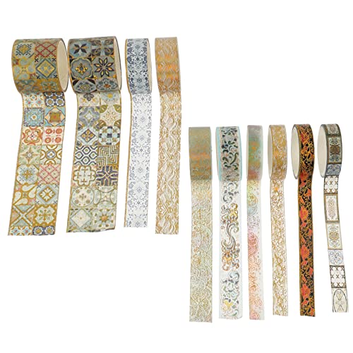 Homoyoyo 10 Rollen Gildendesign Washi Tape Dekorative Diy Klebebänder für Scrapbooking Journaling Handwerk Planer Vielseitiges Ästhetisches Papierband mit Geometrischen Mustern von Homoyoyo
