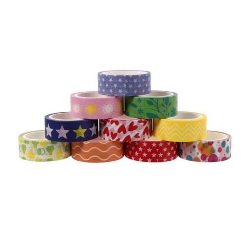 Homoyoyo 10 Rollen Washi Tape Buntes Dekoratives Klebeband DIY Scrapbooking Tagebuch Notizbuch Masking Tape für Kreative Bastelprojekte von Homoyoyo