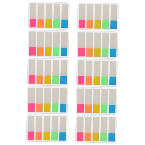 Homoyoyo 10 Sätze Fluoreszierende Haftnotizen Index Sticker Selbstklebend Farbige Memo Flags zum Markieren Organisieren Beschriften Wiederablösbar für Büro Schule und Notizbücher von Homoyoyo