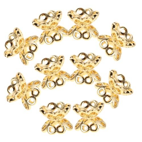Homoyoyo 10 Stück Armband-Perlen-Accessoires schmuck Blumenperle Abstandsperlen Perlenkappen Zierkappen Bolzenabstandshalter Perlenblumen Perlen für Armbänder Kupfer Golden von Homoyoyo